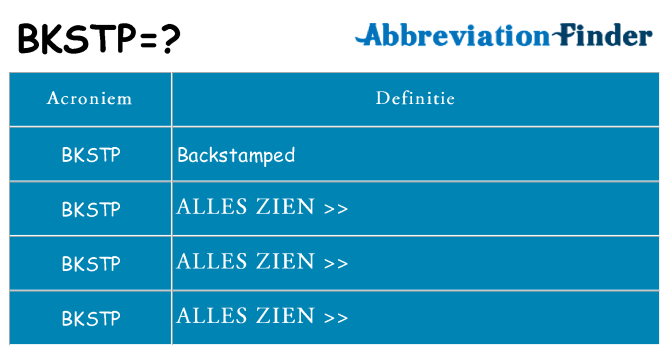 Wat staat bkstp voor