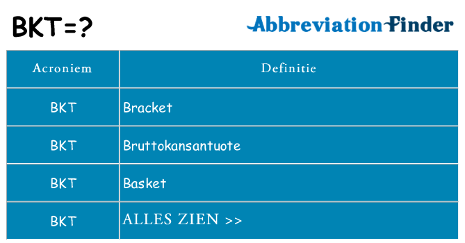 Wat staat bkt voor