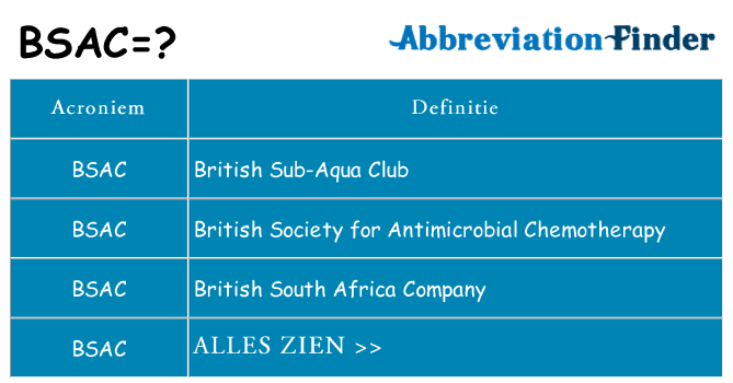 Wat staat bsac voor