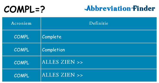 Wat staat compl voor