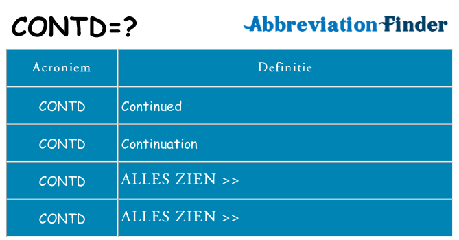 Wat staat contd voor