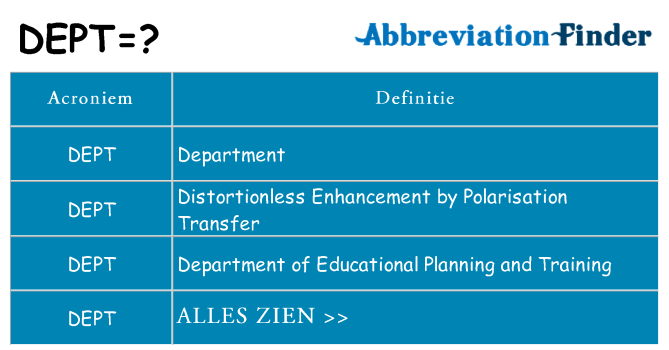 Wat staat dept voor
