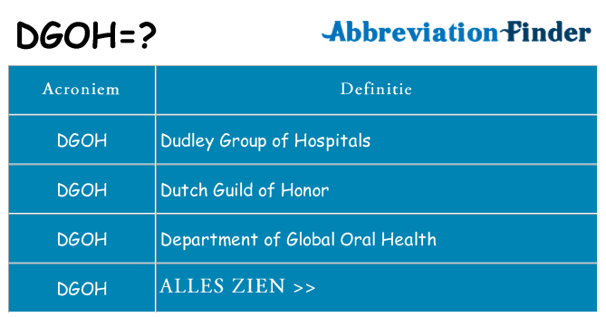 Wat staat dgoh voor