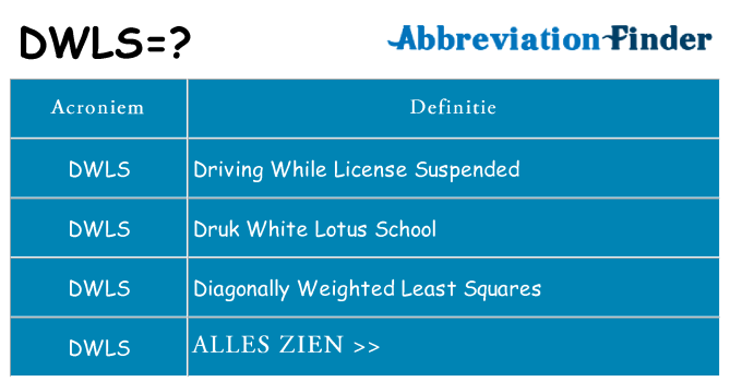 Wat staat dwls voor