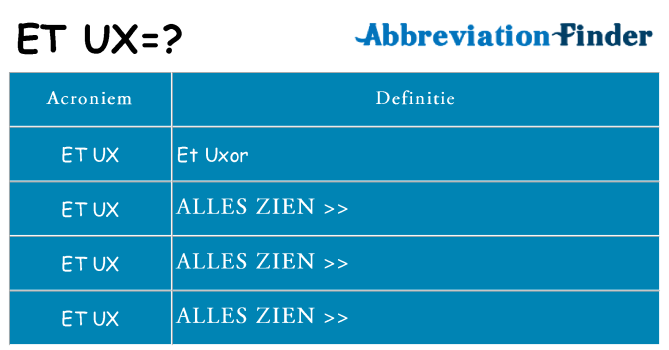 Wat staat et-ux voor