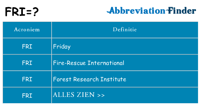 Wat staat fri voor