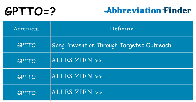 Wat staat gptto voor