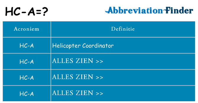 Wat staat hc-a voor