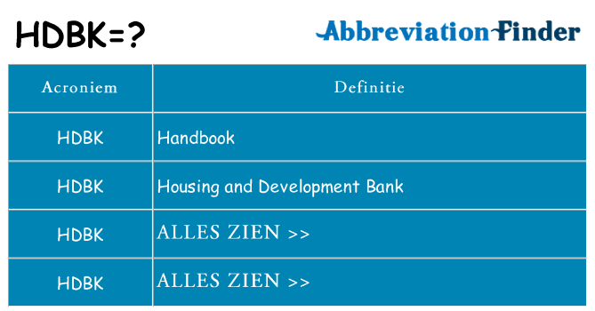 Wat staat hdbk voor