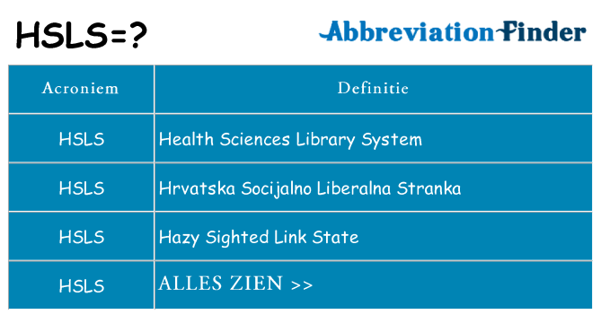 Wat staat hsls voor