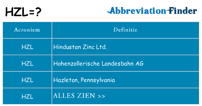 Wat staat hzl voor
