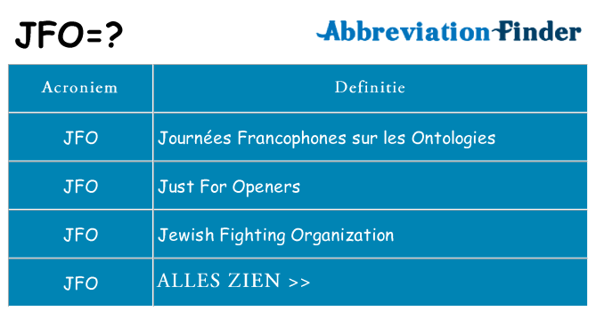 Wat staat jfo voor