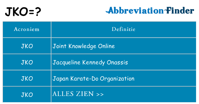 Wat staat jko voor