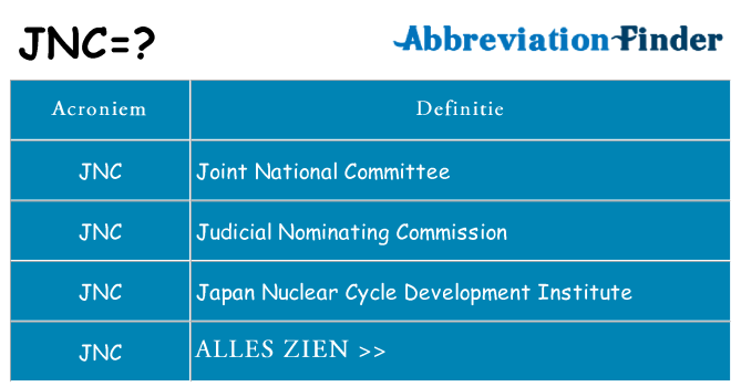 Wat staat jnc voor
