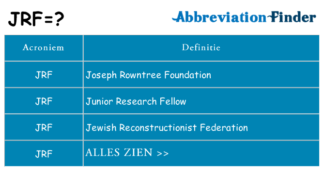 Wat staat jrf voor