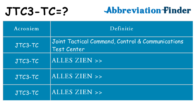 Wat staat jtc3-tc voor