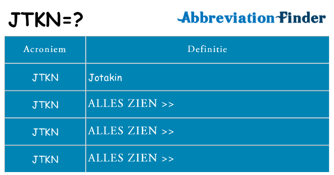 Wat staat jtkn voor