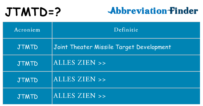 Wat staat jtmtd voor