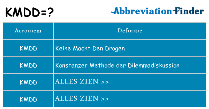 Wat staat kmdd voor