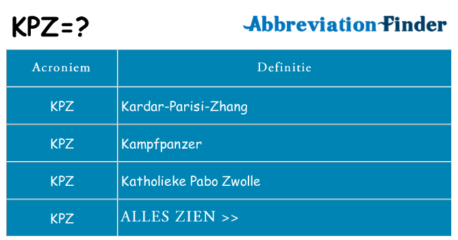 Wat staat kpz voor