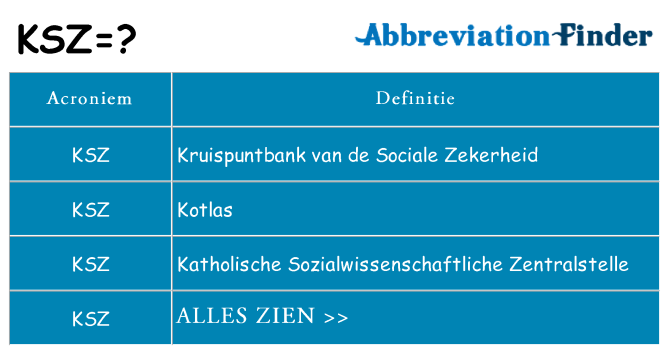 Wat staat ksz voor