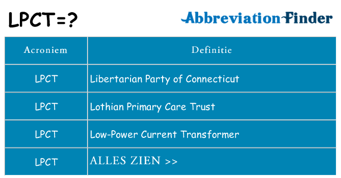 Wat staat lpct voor