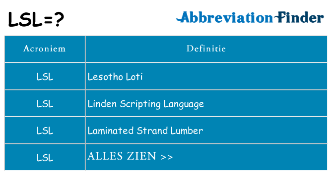 Wat staat lsl voor