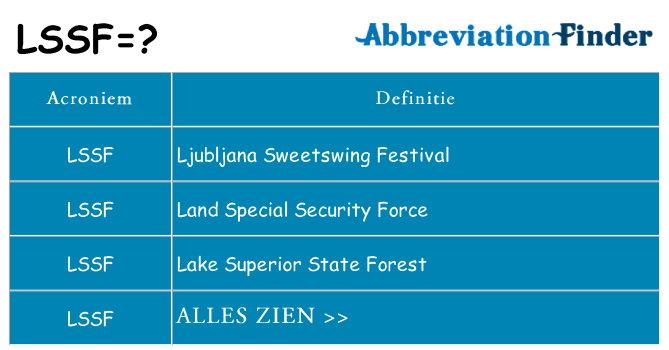 Wat staat lssf voor