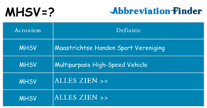 Wat staat mhsv voor