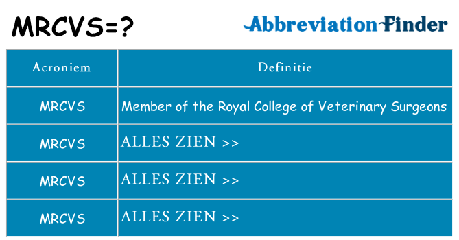 Wat staat mrcvs voor