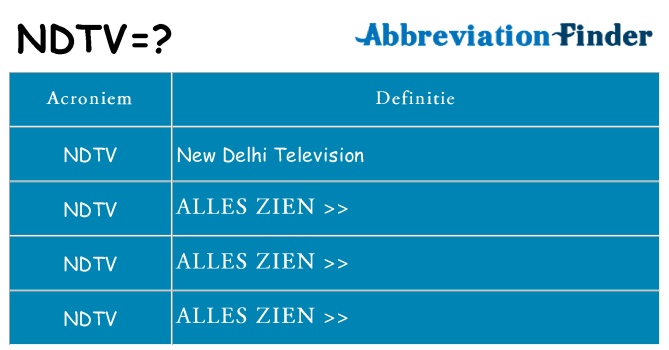 Wat staat ndtv voor