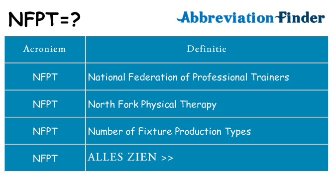 Wat staat nfpt voor