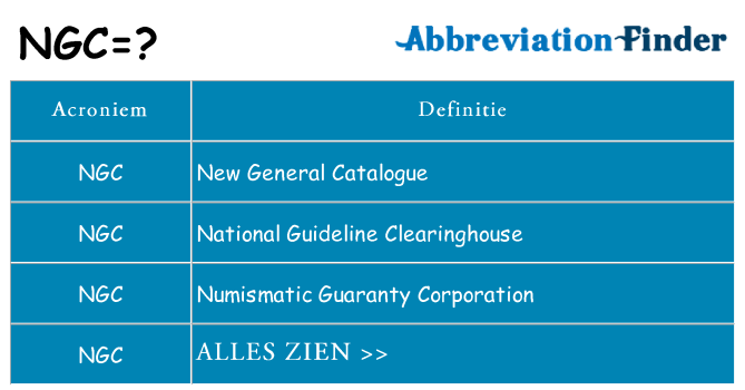 Wat staat ngc voor