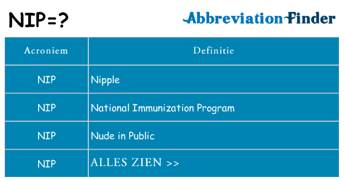 Wat staat nip voor