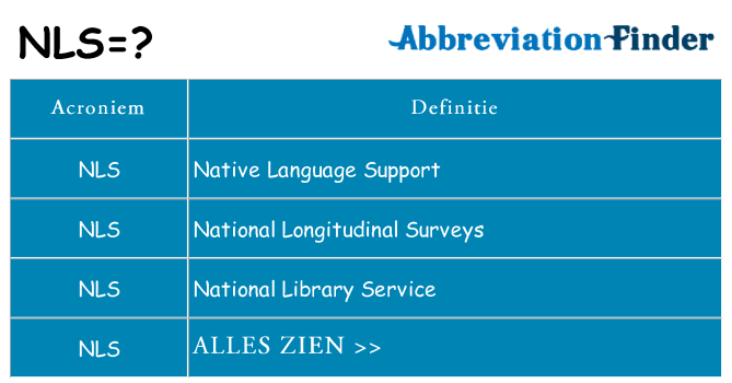 Wat staat nls voor