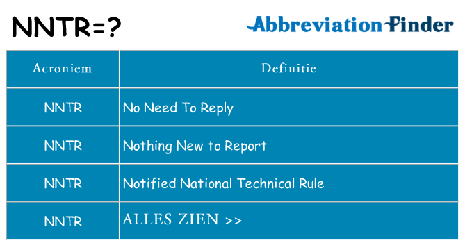 Wat staat nntr voor