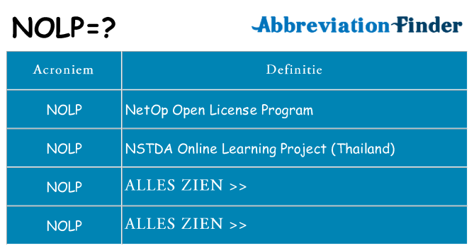 Wat staat nolp voor