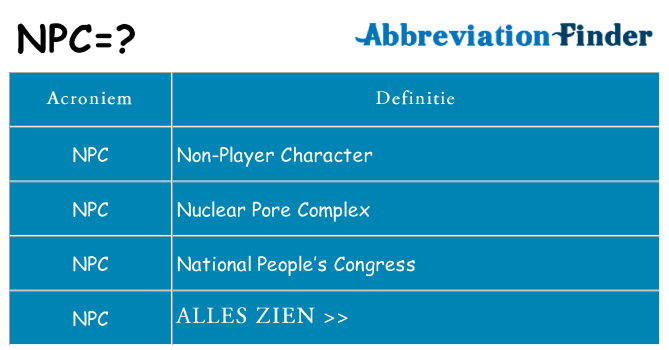 Wat staat npc voor