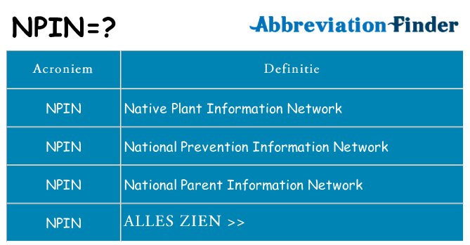 Wat staat npin voor