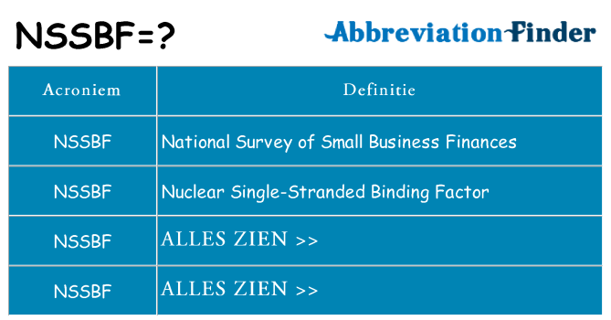 Wat staat nssbf voor