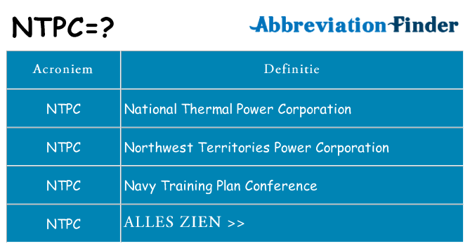 Wat staat ntpc voor