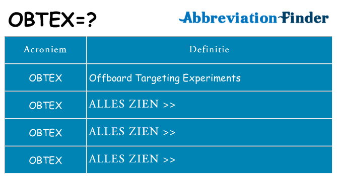Wat staat obtex voor