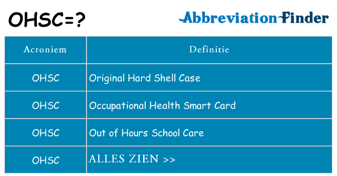 Wat staat ohsc voor