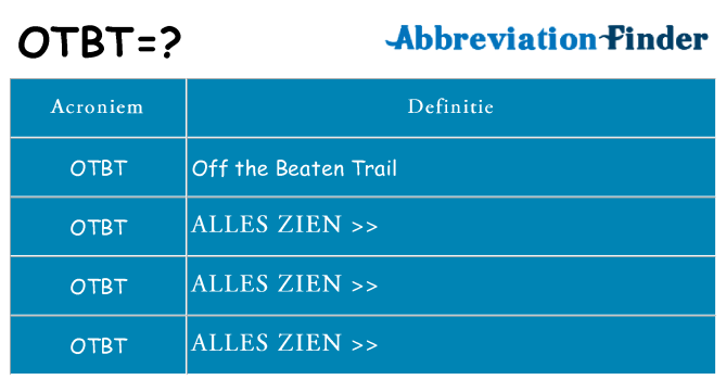 Wat staat otbt voor