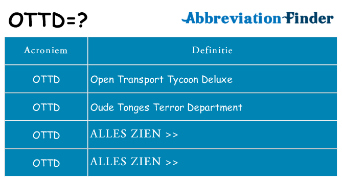 Wat staat ottd voor