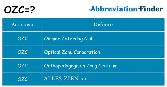 Wat staat ozc voor