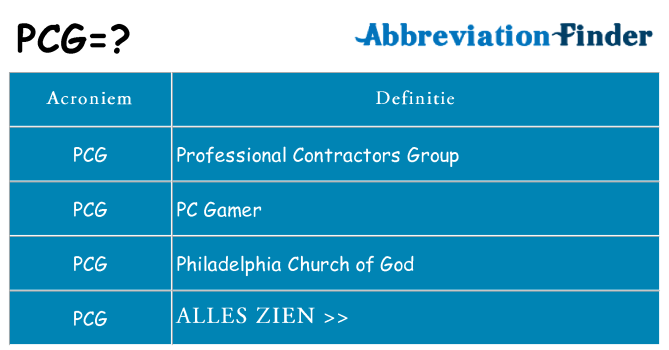 Wat staat pcg voor