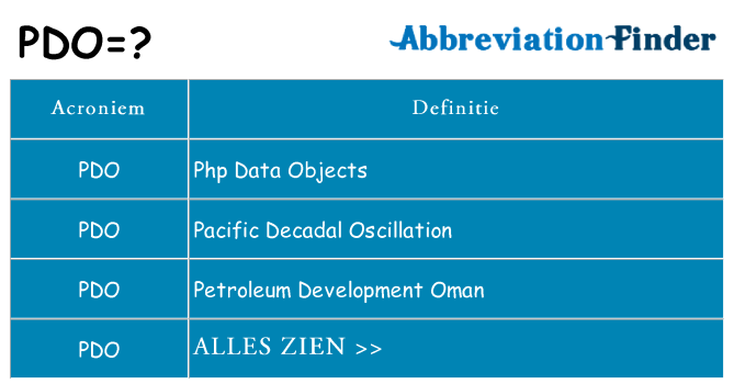 Wat staat pdo voor