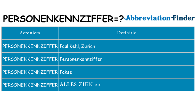 Wat staat personenkennziffer voor