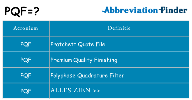 Wat staat pqf voor
